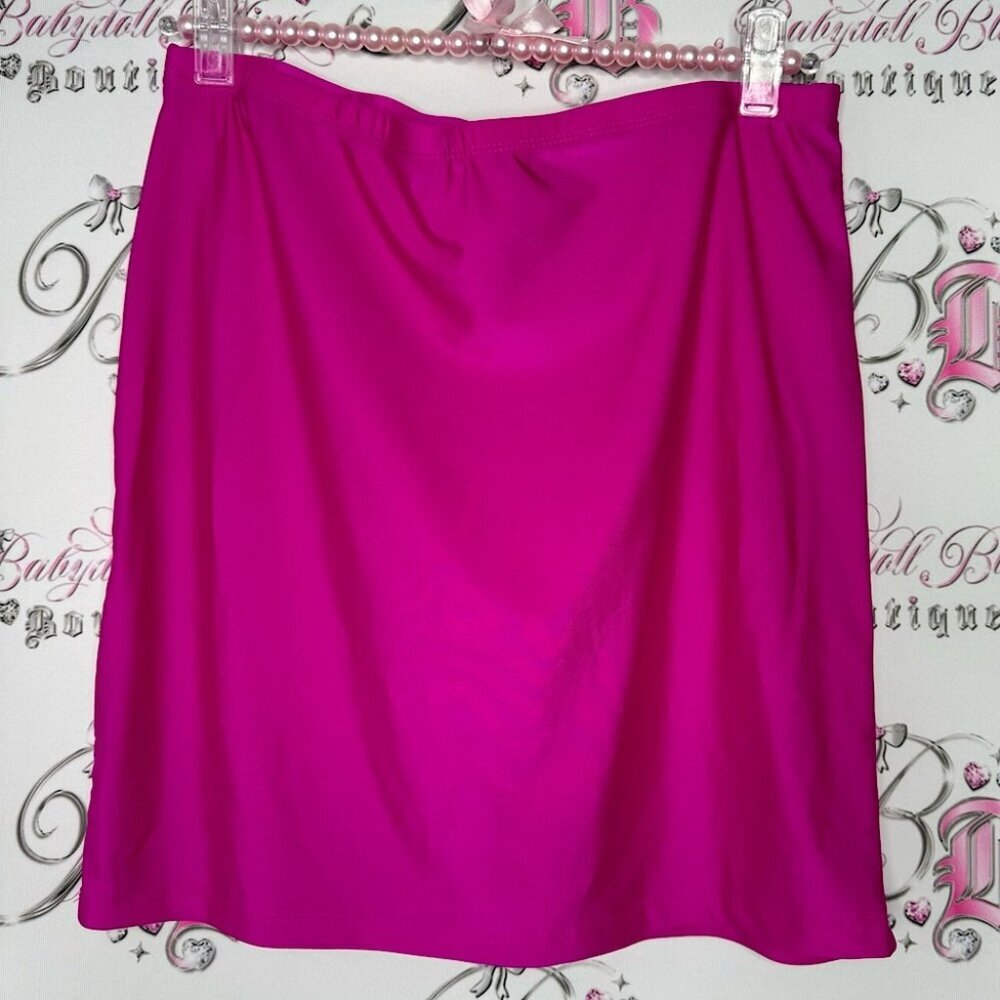SHEIN skirt metallic pink shiny shimmer mini skirt bodycon tight stretchy y2k